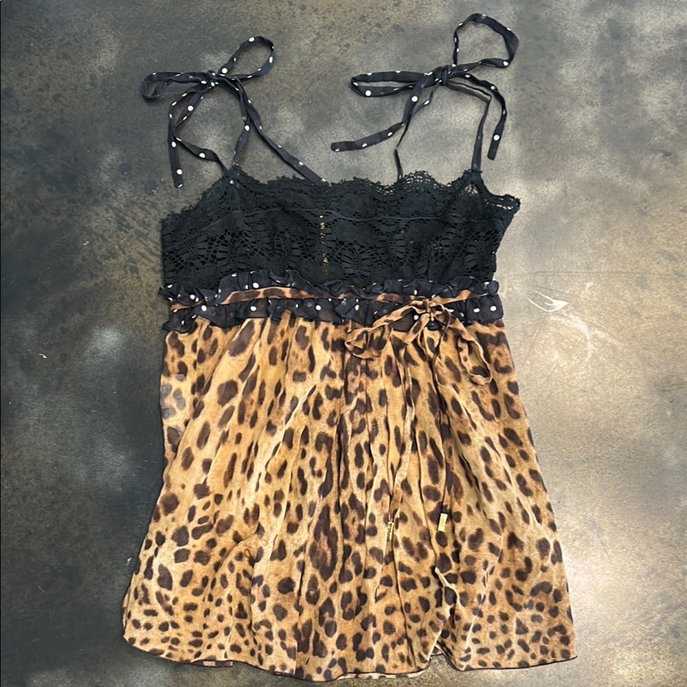 Dolce & Gabbana Animal Print Square Neckline Top